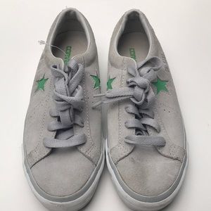 Converse One Star Grey & Green Suede Sneakers